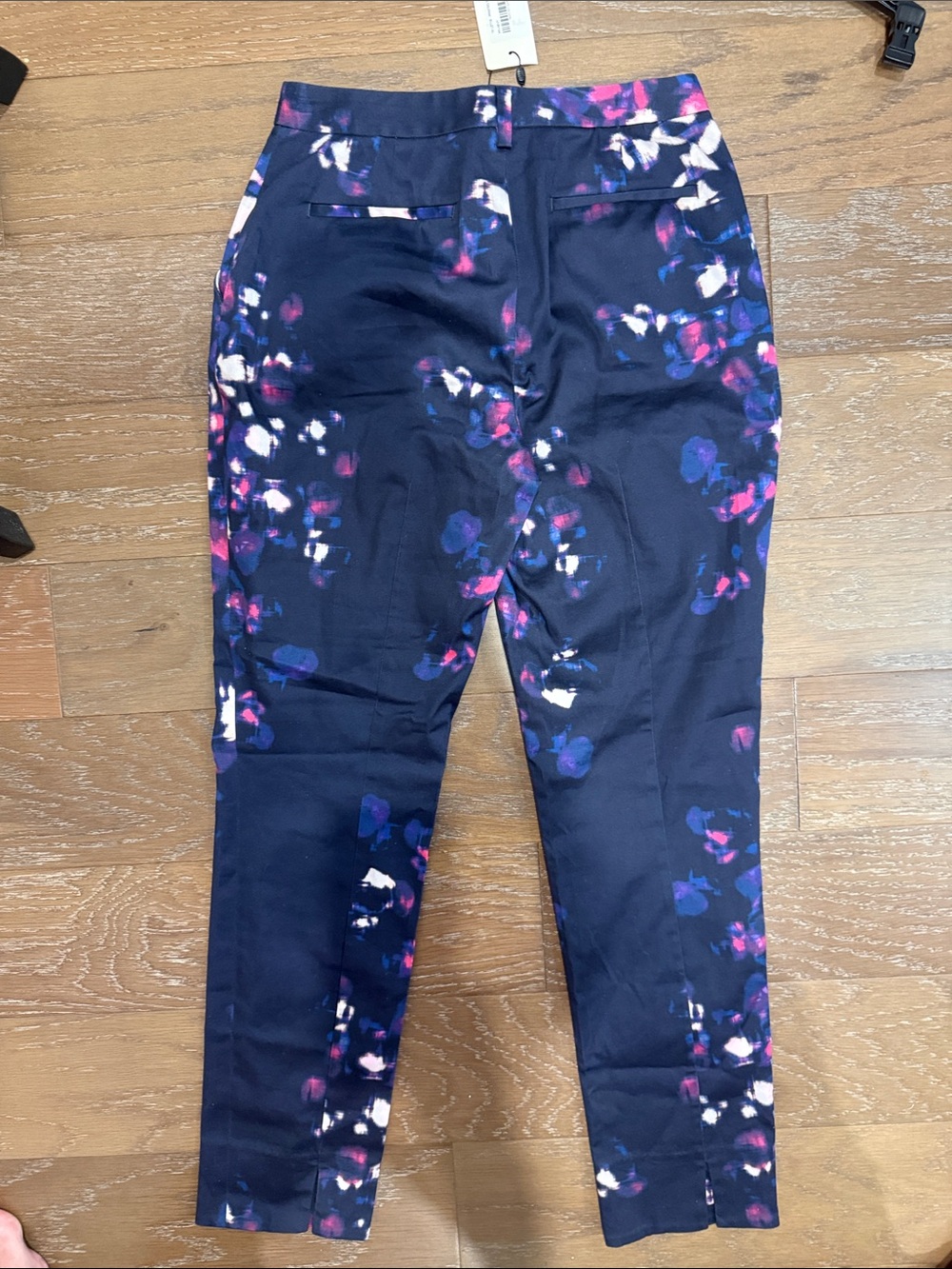 LK Bennett Navy Floral-Print Stretch Pants